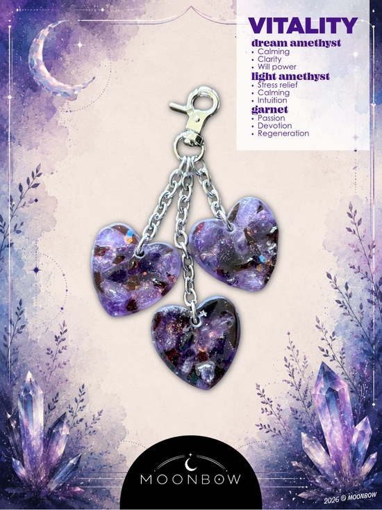 Hand Crafted Handbags - Moonbow Handmade Charm ft. Dream Amethyst, Light Amethyst + Garnet